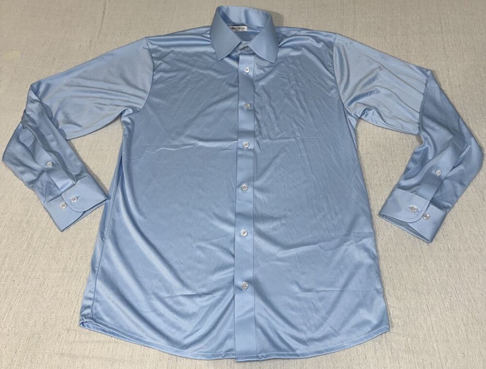 Collars & Co Nylon Spandex Long Sleeve Button Down Blue Small NWOT